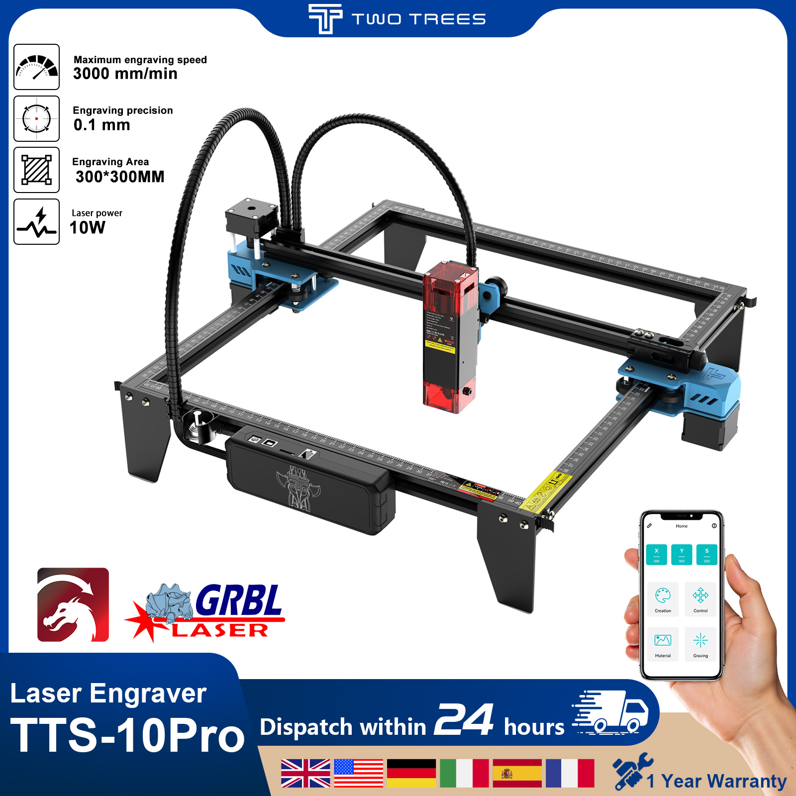 Industrial Laser Printing Machine - 투트리스 TTS-10Pro 레이저 조각기 터치스크린 추가