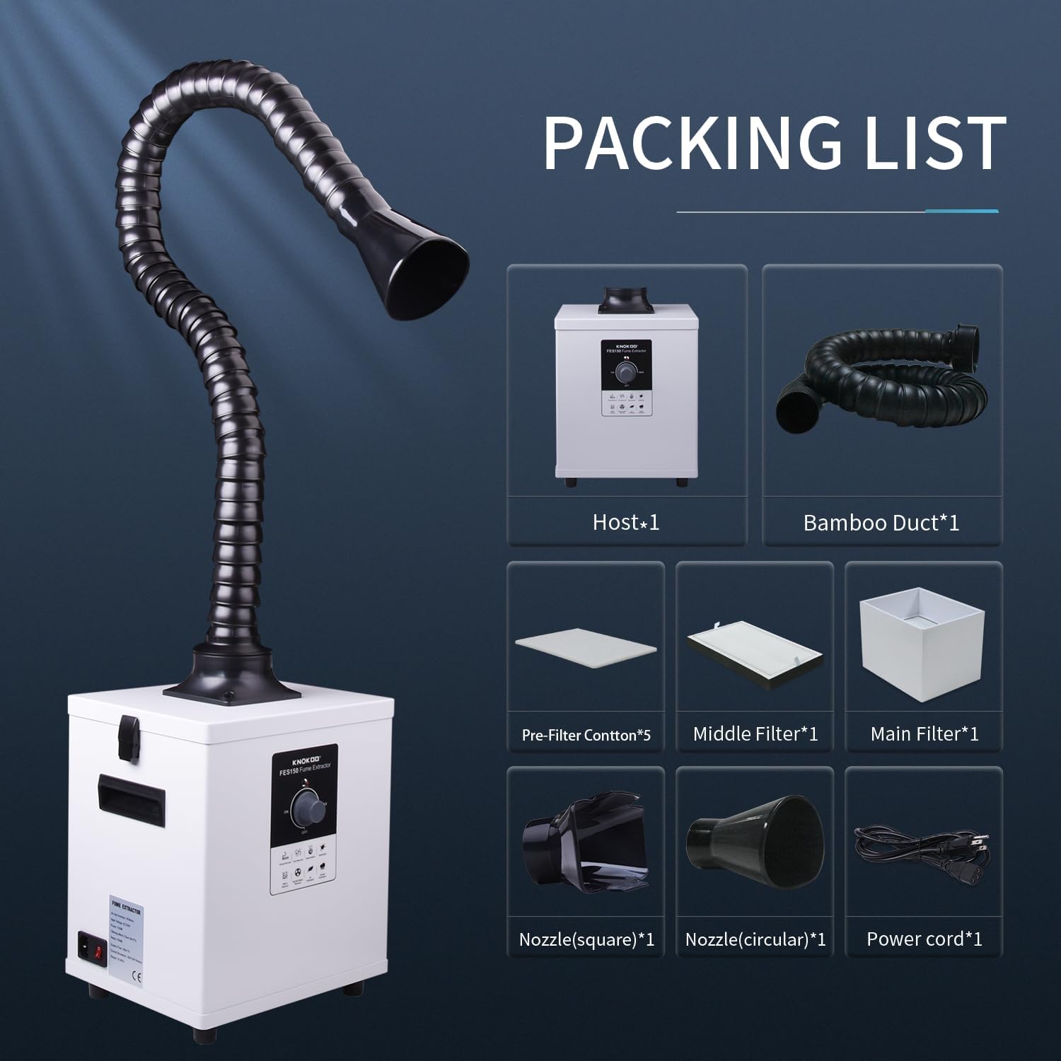 Fume Extractor Laser - KNOKOO FES150 산업용 레이저 연기 추출기