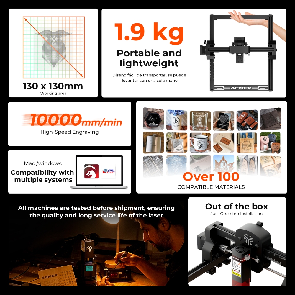 ACMER S1 6W/3.5W/2.5W 미니 휴대용 레 - Industrial Handheld Laser Engraver 리뷰 및 가격