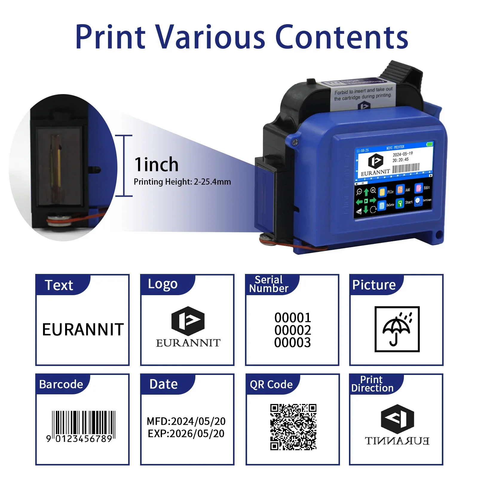 EURANIT E11 휴대용 미니 프린터, 휴대용 잉크 - Industrial Laser Printing Machine 리뷰 및 가격