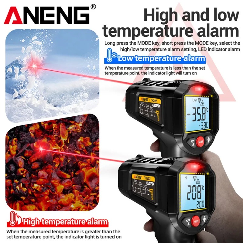 ANENG TH202 비접촉식 적외선 온도계 산업용 휴 - Industrial Laser Thermometer Gun 리뷰 및 가격